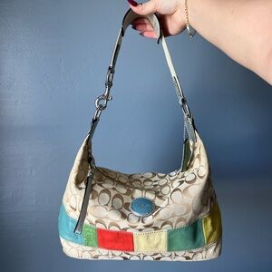 Coach Beige and Multicolor Shoulder Bag